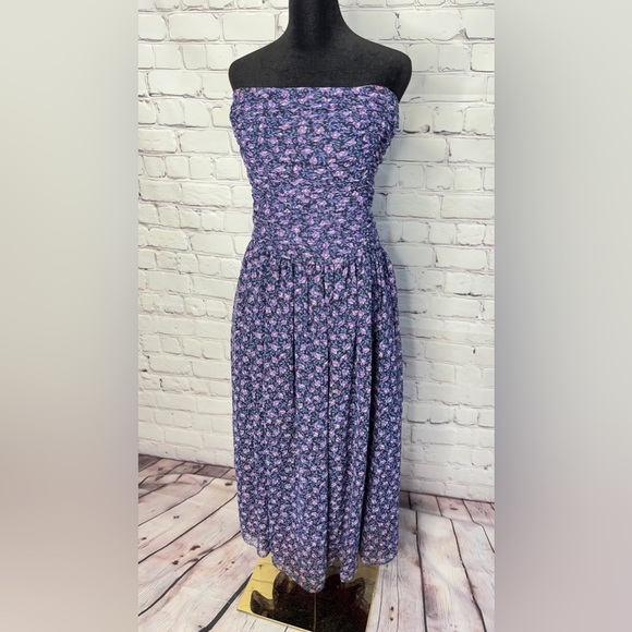 VINTAGE JANE SCHAFFHAUSEN BELLE FRANCE STRAPLESS MIDI COTTAGECORE EVENT DRESS 8 - Picture 10 of 10